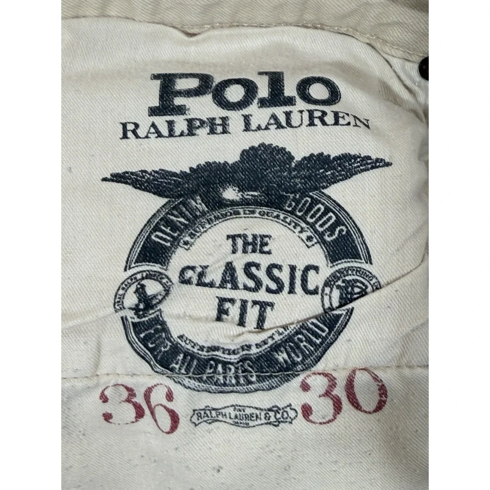 Polo Ralph Lauren Classic Fit Jeans Mens 36x30 Beige Y2K Workwear Dadcore